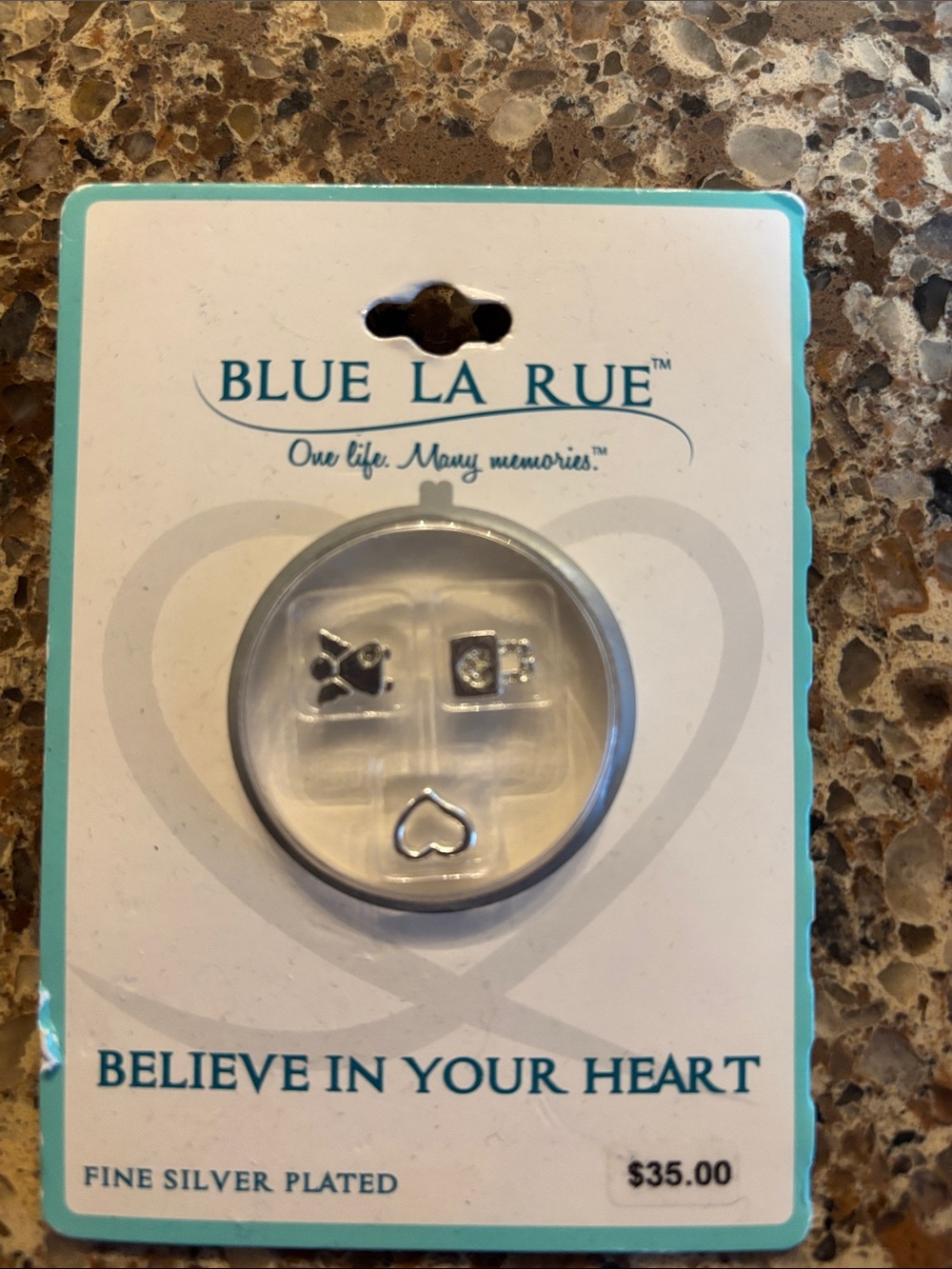 Blue La Rue Silver-Plated Heart Charm Set - Silver